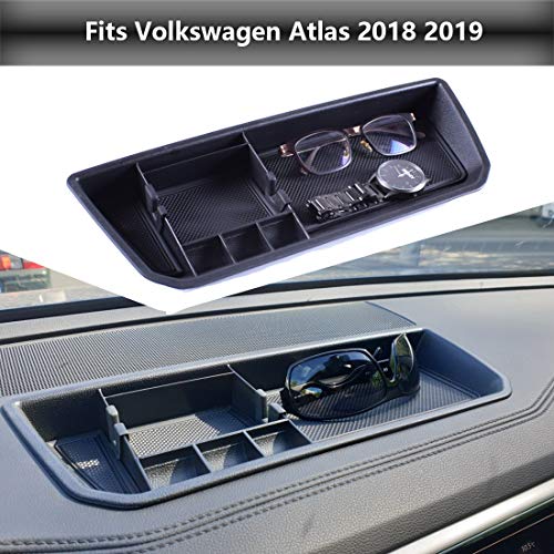 EDBETOS Interior Dashboard Storage Box Organizer Holder Tray Compatible with VW Volkswagen Atlas 2018 2019 Dash Mounted Holders Accessories