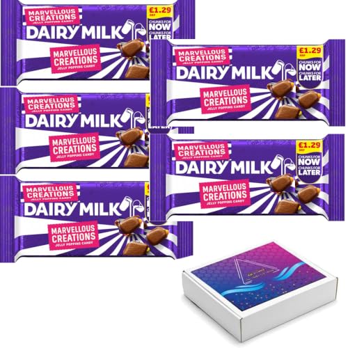 Dairy Milk Marvellous Creations Jelly Popping Candy Chocolate Bar PMP 5 x 56g With Gift Box - cdb