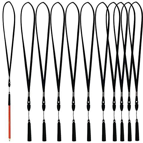 XILAOTOU 10 Anti-Lost Necklace Lanyard with Elasticity blackAnti-Lost Silicone Rubber Pen Silicone Lanyard Holder,Teachers,Construction Workers, Waitresses, Carpenters, Contractors & Pros