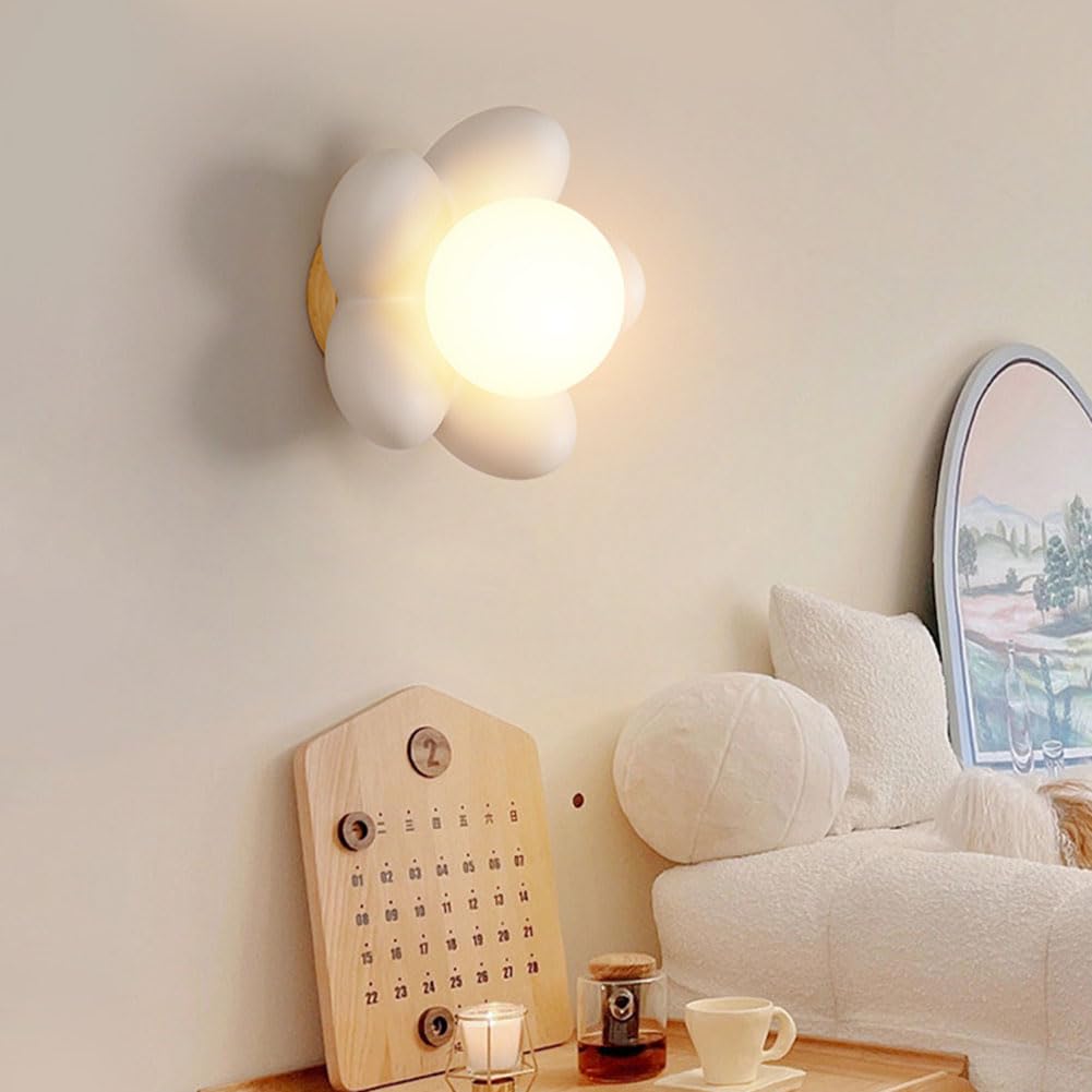 Applique LED per Interni da 15 W Lampada da Parete a Forma di Fiore 3 Colori Lampada da Comodino Luce da Parete Floreale Lampada da Notte per Bambini Illuminazione da Parete G9,Bianca