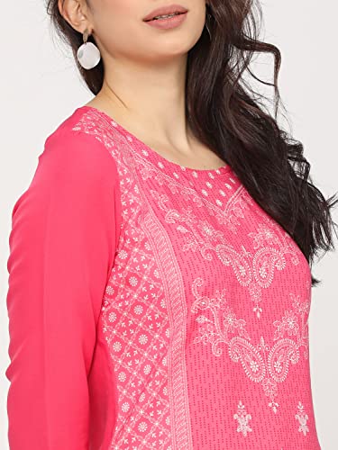 Image of Ketch Polyester Women's Regular Fit Printed Threeforth Sleeve Kurta