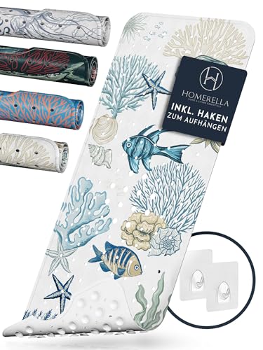 Homerella® Badewannenmatte rutschfest 100% BPA frei inkl. 2 Haken zum Aufhängen 100x40cm -...