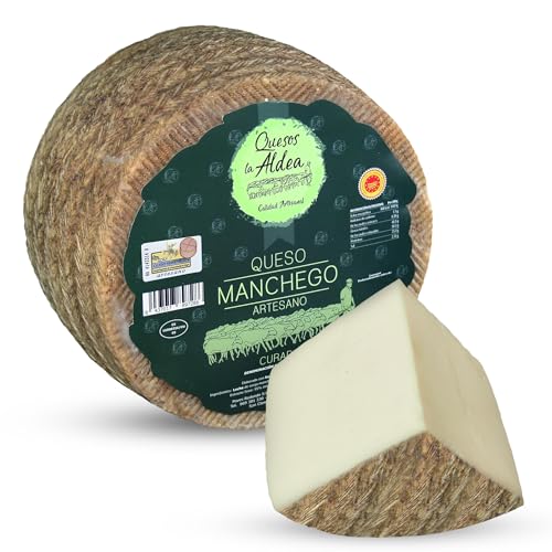 QUESOS LA ALDEA | Queso Manchego Curado de Oveja Artesano de Origen D.O. | Queso Gourmet Español 0.75 kg | Perfecto para Packs Regalo de Quesos gourmet, Cesta y Regalo Gourmet | Queso Curado