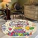 Yaiikkvbaa Round Area Rug, Ribbon Happy Birthday Round Rugs 3Ft Washable Circle Carpet, Cute Cake Balloon Colorful Non-Slip Small Area Rugs for Bedroom Living Room Home Decor Aesthetic