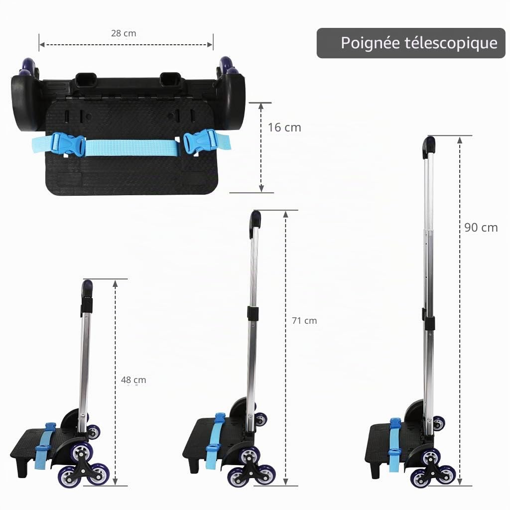 Sac à Dos à roulettes – Chariot à Main en Alliage d'aluminium Pliable et Non Pliable pour Sac à Dos