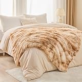 EMME Faux Kuscheldecke Flauschig, Felldecke, Pelz Wolldecke, Wohndecke, Super Weich, Plüschig, Dicke, Lange Haare Shaggy Decke, Warme Gemütliche für Sofa und Bett (Tie Dye Braun, 130 x 150 cm)