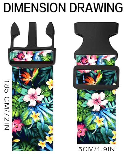 Image of Luggage Straps for Suitcases, Adjustable Travel Belt, Durable Wide Luggage Strap, Cute Suitcase Strap Identifiers with Buckle, Bag Straps for Luggage, Colorful Leaf and Flowers