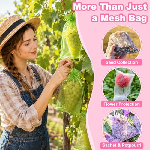 Image of Crweety Large Pink Organza Bags 8x12 Inch 50 Pcs, Premium Mesh Gift Bags for Wedding Baby Shower Party Favors, Small Mesh Bags Drawtring for Candy Jewelry Pouches, Cute Sachet Bags & Graduation Gifts