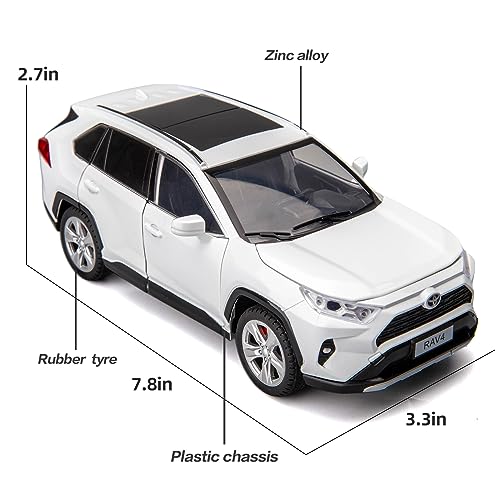 Modelo de coche RAV4 a escala 1:24 color blanco miniatura 3