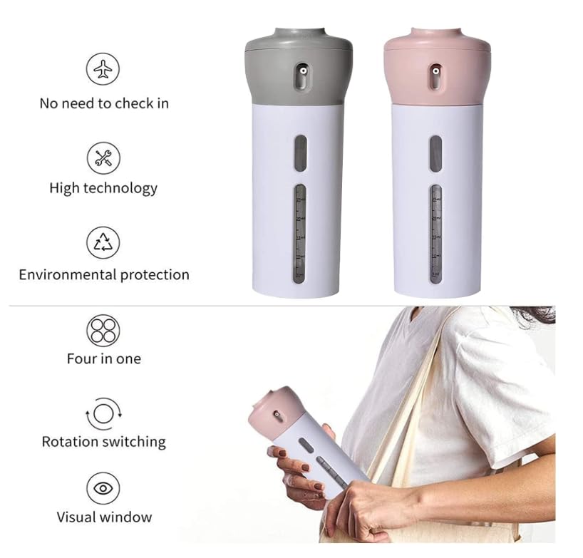 Image of 4 in 1 Travel Bottle Dispenser | Refillable Leak Proof | Toiletries Cosmetic Liquid Lotion Container | Includes Four 40 mL Containers for Shampoo, Lotions, Skincare, Makeup Products