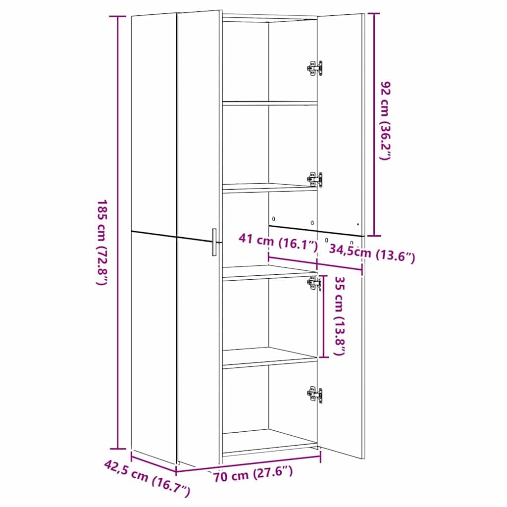vidaXL Haut Armoire 2 pcs Chêne Artisanal 70 x 42,5 x 185 cm, Buffet Moderne, Armoire rectangulaire, Rangement intérieur, Grande capacité, Design Pratique, Organisateur de Salon