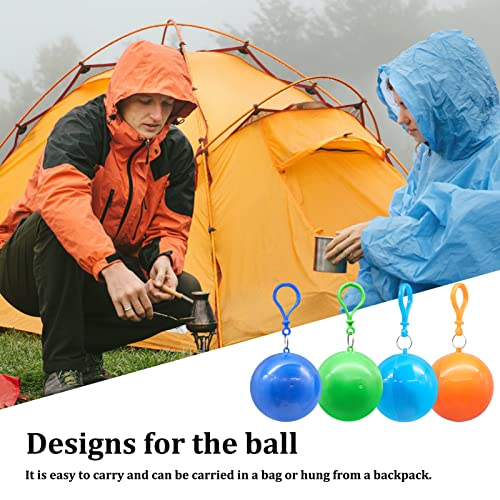 Image of 4 Pack Portable Raincoats Ball, Disposable Emergency Raincoats for Kids, Waterproof Rain Poncho for Traveling, Camping, Cycling (Random Colors)