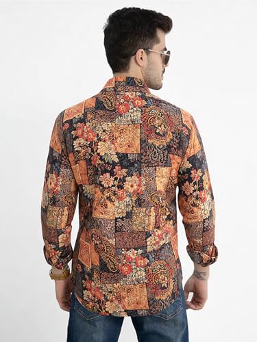 Image of Pinkmint Men Printed Cambric Cotton Shirt |Stylish Designer| Lightweight Summer Wear| Regular Fit Shirt for Men (Available in Plus Size)