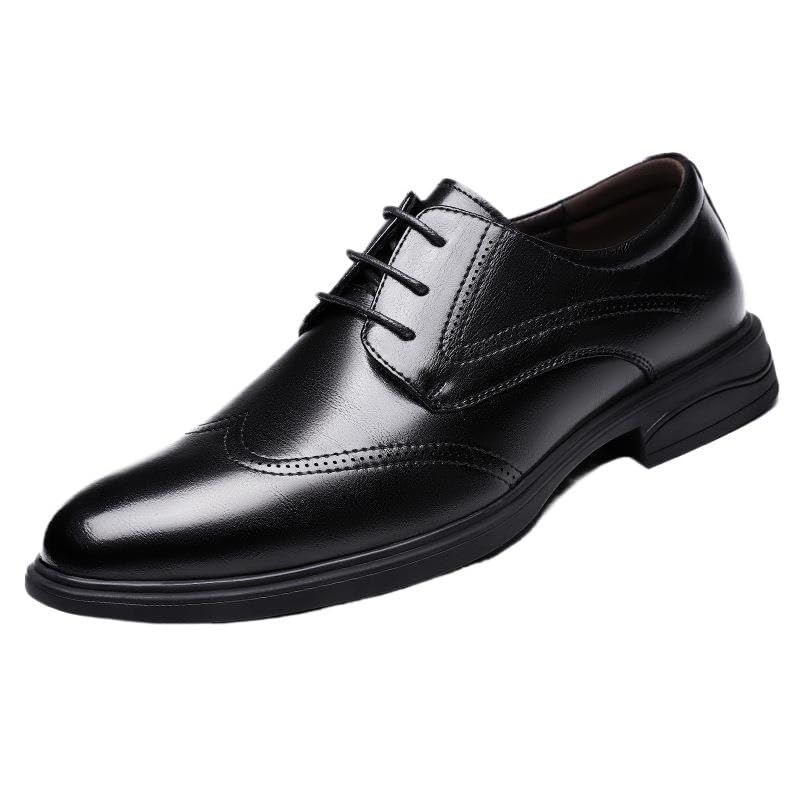 Austerity Brogue Dress Shoes for Men Italian Leather Wedding Lace-up Casual Business Non Slip Rubber Sole Slip Resistant Anti-Slip Dress Pointed Toe