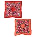 Gudessly 2 PCS Russian Ethnic Scarf Square Head Hair Scarves Printed Cotton Flowe Neck Scarf for Women Girls (Red,Orange)