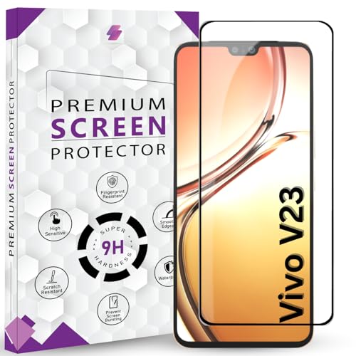 Image of Premium Tempered Glass Screen Protector Guard For Vivo V23 5G (6.44 Inch, Pack of 1) | Edge to Edge Coverage With Easy to installation kit & Guide