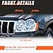 AXLAHA Headlight assembly for 05-07 Jeep Grand Cherokee Compatible with Jeep Grand Cherokee 2005 2006 2007 Chrome Housing Amber Reflector Replacement Pair Chrome Housing Amber Reflector Clear Lens