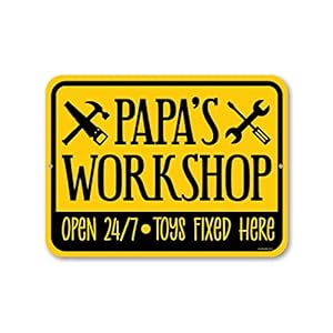 Honey Dew Gifts, Papas Workshop 9 inch by 12 inch, Home Wall Decor Tin Sign Gift for Grandpa, Papa for Birthday, Grandparent’s Day, All Occasion, HDG-1312 Honey Dew Gifts Papas Workshop 9 inch by 12 inch Home Wall Decor Tin Sign Gift for Grandpa Papa for Birthday Grandparents Day All Occasion HDG 1312