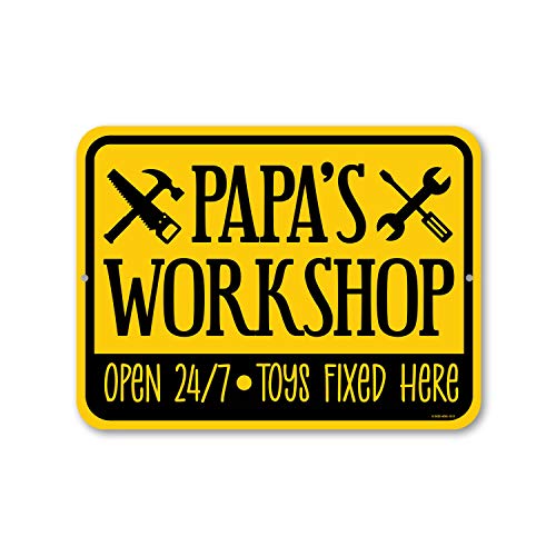 Honey-Dew-Gifts-Papas-Workshop-9-inch-by-12-inch-Home-Wall-Decor-Tin-Sign-Gift-for-Grandpa-Papa-for-Birthday-Grandparents-Day-All-Occasion-HDG-1312 Honey Dew Gifts Papas Workshop 9 inch by 12 inch Home Wall Decor Tin Sign Gift for Grandpa Papa for Birthday Grandparents Day All Occasion HDG 1312