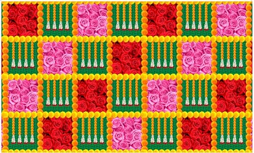Image of Banana Leaf Decorative Backdrop Cloth for Wedding, Mehndi and Festivals. It's Perfect for Wedding, Party, Newborn Celebration, Haldi, Mehndi and All Other Festive Occasion.(8*5) ft (Design 6)