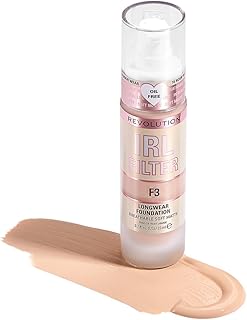 Revolution, IRL Filter Longwear Foundation, Soft & Breathable Formula, Medium to Full Coverage, Matte Finish, F3, 0.7 fl oz