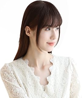 HIYE 前髪 つむじ ヘアピース 部分ウィッグ 人毛100％ 医療用 前髪 女性用 かつら ポイントウィッグ 薄毛 ボリュームアップ レディース 超リアルシルクスキン (25cm栗色（超リアルシルクスキン）)