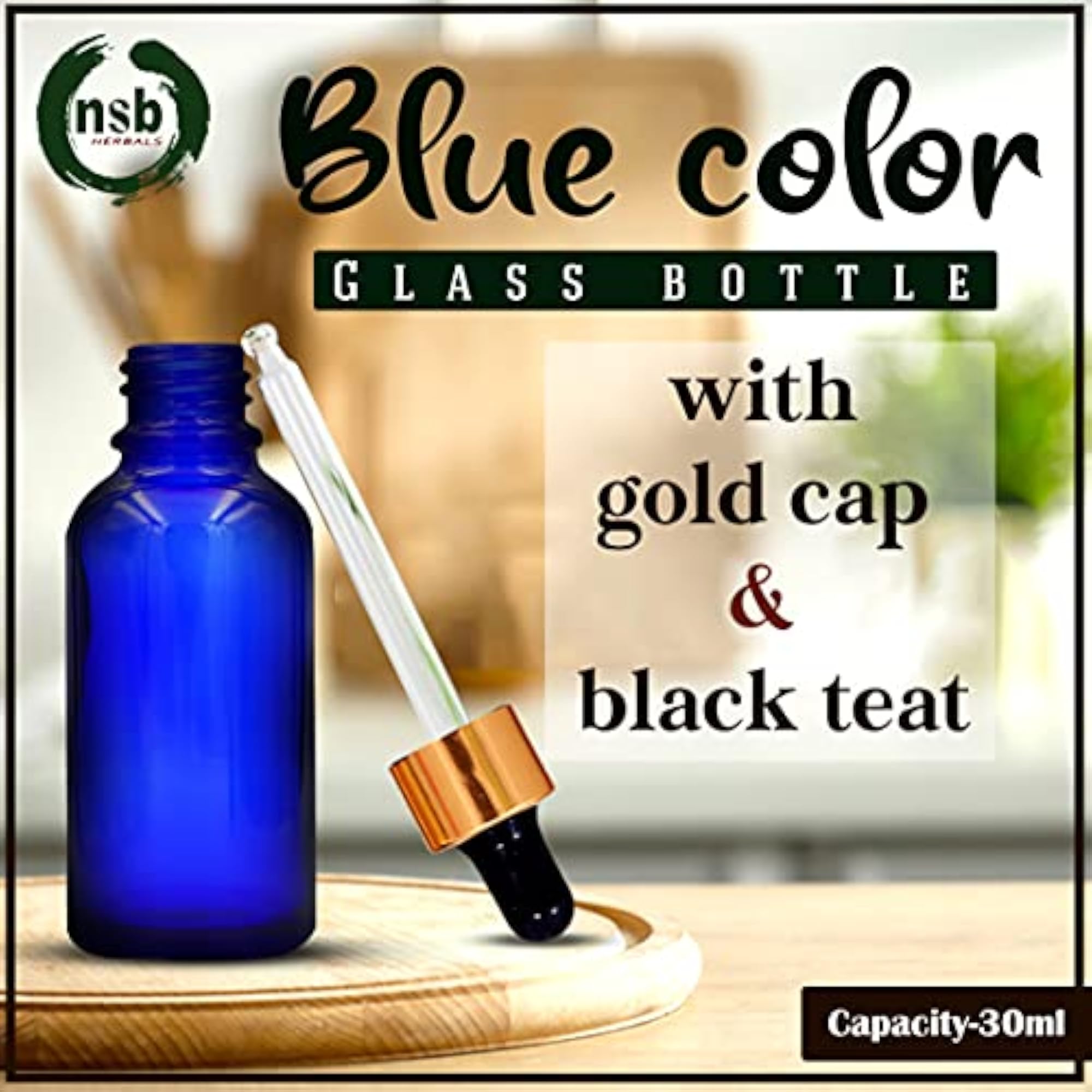 30 Ml Blue Round Empty Glass Bottle Set