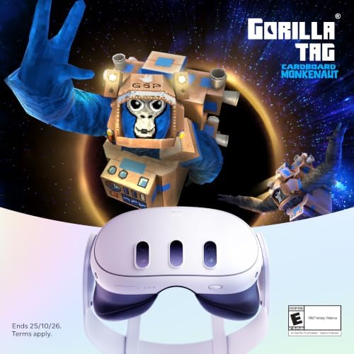 Meta Quest 3 512GB | VR Without Wires β Gorilla Tag Cardboard Monkenaut Bundle β Amazon Exclusiveβ Access to 100+ Games with a 3-Month Trial of Meta Horizon+ Included