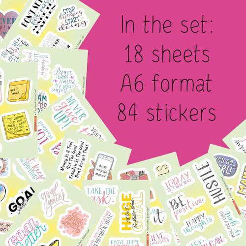 Image of Motivational Stickers for Adults - Goal Getter Party Favors & Decorations, Waterproof Vinyl Inspirational Decals for Water Bottle, Laptop, Gifts for Women & Men