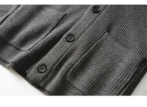 Men Shawl Collar Cardigan Sweater Slim Fit Cable Knit Button Up Merino Wool Sweater3