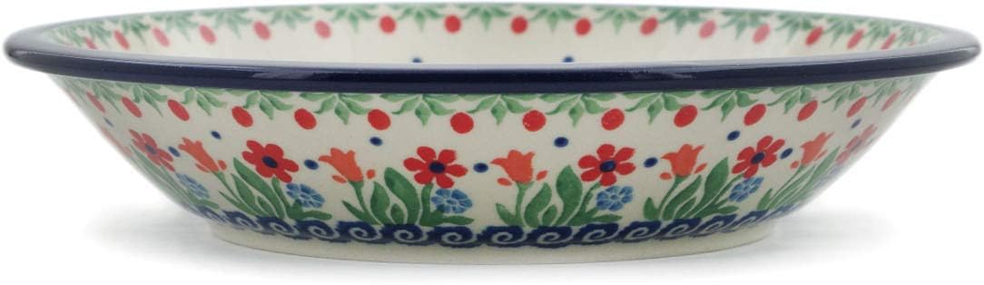 Polmedia Polish Pottery Pasta Bowl 8-inch - Winter Deer Pattern Handmade in Boleslawiec Poland by Ceramika Artystyczna + Certificate of Authenticity