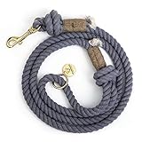 Grey Handmade Rope Leashes for Dogs Rope Dog Leash Rope Cute Dog Leash Braided Dog Leash Cotton Rope Leash for Medium Dogs Large Dogs 5FT Organic Cotton