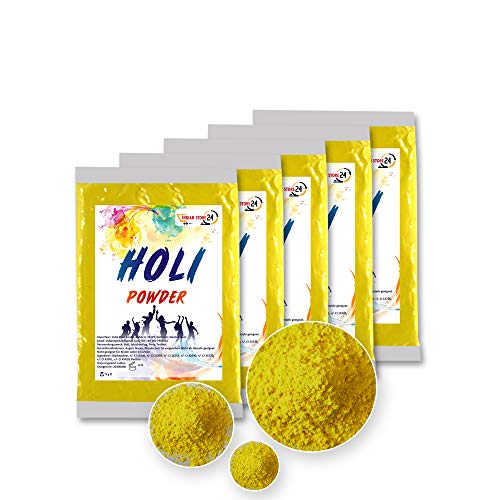 Holi Gulal poeder wateroplosbaar Natural Festival fotoshoot Rangoli Colors Rainbow Powder heilige kleurenzak glitter kleurenpoeder foto's (Yellow)