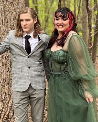 Puffy Sleeve Tulle Prom Dresses with Slit 2025 Long Sweetheart Ball Gown Formal Dresses for Women Evening Party4