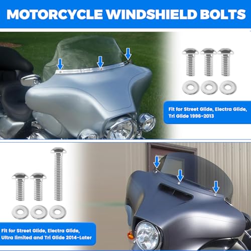 Image of 17Pcs Inner Batwing Fairing Bolts, Motorcycle Windshield Bolts 304 Stainless Steel Fairing Screws Windshield Trim Bolts Fit for Harley Touring Street Glide Electra Glide Trike Glide 1996-Later