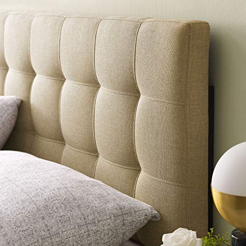 Image of Modway Lily Tufted Linen Fabric Upholstered King Headboard in Beige