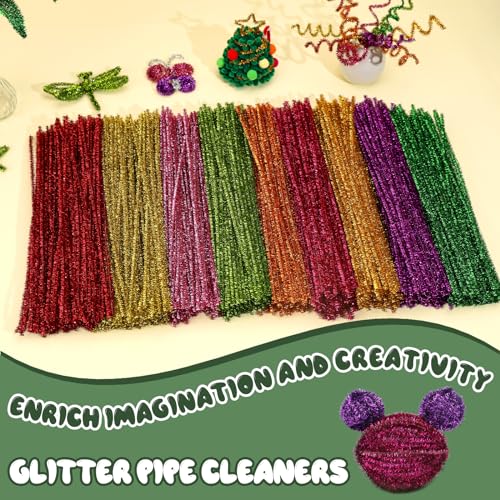 Image of Hssugi 100PCS Pipe Cleaners, Moss Green Chenille Stems Craft Supplies | Pipe Cleaners Craft Supplies, Pipe Cleaners Bulk Fuzzy Sticks for DIY Art and Craft Projects Home Decoration
