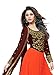 MIRCHI FASHION Women's Orange Faux Georgette Embroidered Semi-Stitched Partywear Dress Material