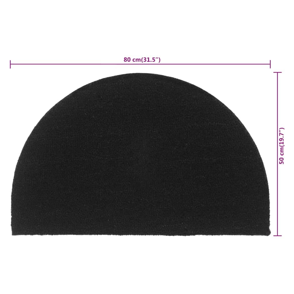 Paillasson semi-circulaire en fibre de coco - 50 x 80 cm - Noir - touffeté avec dessous antidérapant pour l'entrée - Durable et naturel - Pour l'intérieur et l'extérieur - Anti-saleté