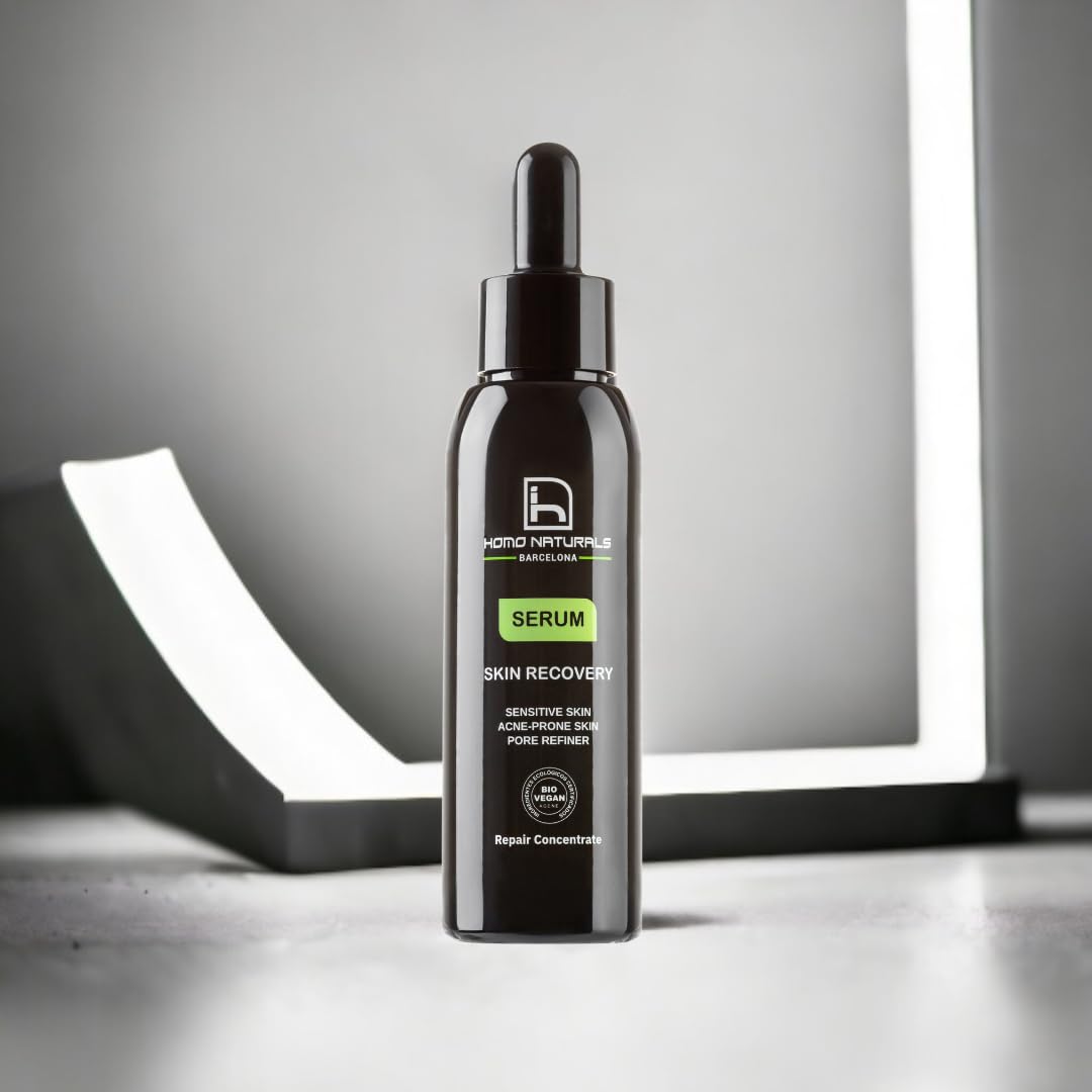 Homo Naturals serum do twarzy dla mężczyzn, przeciwstarzeniowe, do skóry wrażliwej, z kwasem hialuronowym, krem do twarzy przeciw trądzikowi, dla mężczyzn, przeciw starzeniu się i trądzikowi,