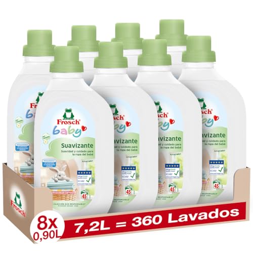 Frosch Baby - Suavizante Concentrado Liquido para Lavadora para Ropa de Bebé, Apto para Pieles Sensibles, Producto Ecológico y Hipoalergénico - Pack 8 x 900 ml