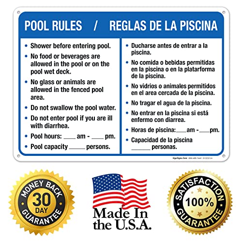 Letrero de reglas para piscina bilingüe 10x14 pulgadas miniatura 6
