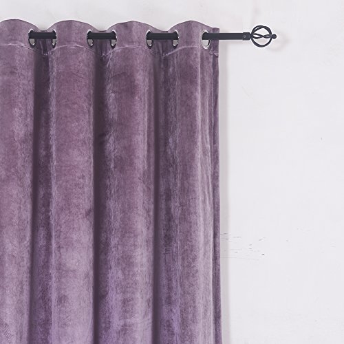 Cherry Home Super Soft Luxury Velvet Texture Curtains Lavender Flannel Blackout Curtains Panel Drapes Grommet 52Wx84L Inch Purplish Pink,2 Panels #TOP3
