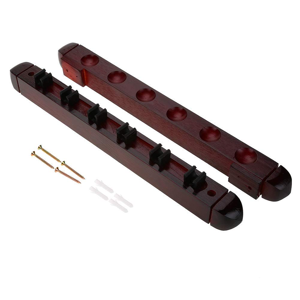 Keenso Porte-queues de Billard, Support de Queue de Billard en Bois Porte-Baguettes de Queue de Billard Mural avec 4 Vis et Bouchons d'Extension