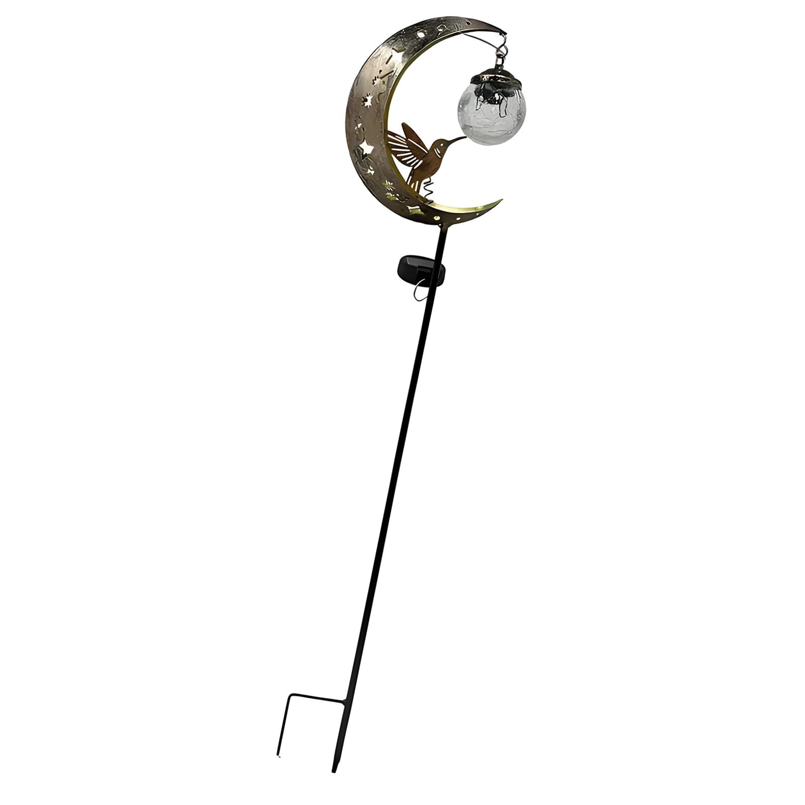 APGLSXY Solar Yard Stake Light with Warm Glass Ball Glow Hummingbird Curved Art Decor for Garden Walkway and Patio Accent Solar Light