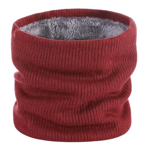I Kua Fly Loop Schal Damen Herren Thermal Fleece Schlauchschal Winter Neckwarmer Herren Halstuch Winddicht Sportschal Halswärmer für Fahrrad Motorrad Skifahren (Wein Rot)
