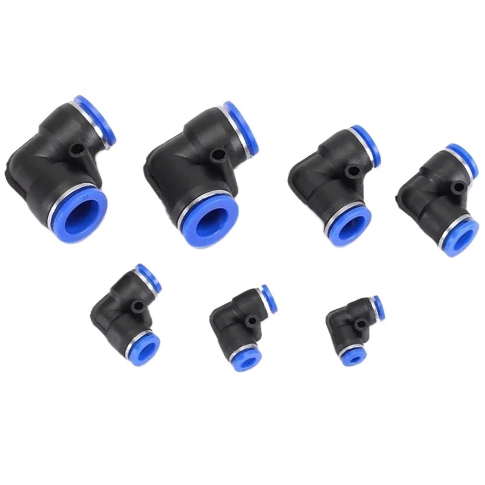 10 piezas de codo de grado fotovoltaico de plástico de ajuste rápido de 4 mm, 6 mm, 8 mm, 10 mm, 12 mm, conector rápido de agua (PV-10, 50 unidades)