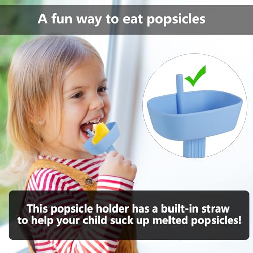 Hejo 4 Pcs Ice Lolly Holder, Silicone Drip Free Popsicle Holder for Kids, Reusable Ice Pop Holder with Straw for Home Gadget, Summer Party (Pink, Blue, Green, Light Pink) - Image 2