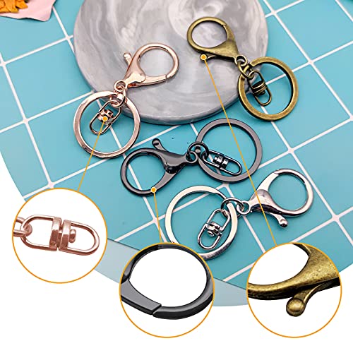 40pcs Lobster Clasps Swivel Hooks,Lobster Trigger Swivel Hook Clips Key Ring Loop Key with Flat Split Ring Lobster Claw Clasp Keychain for Jewelry Keychain DIY Crafts Making(4 Colors) by Ximalun - Image 4