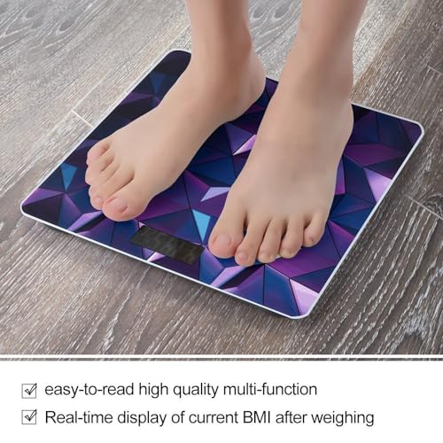 Báscula digital corporal Purple Geometric con pantalla LCD grande miniatura 5